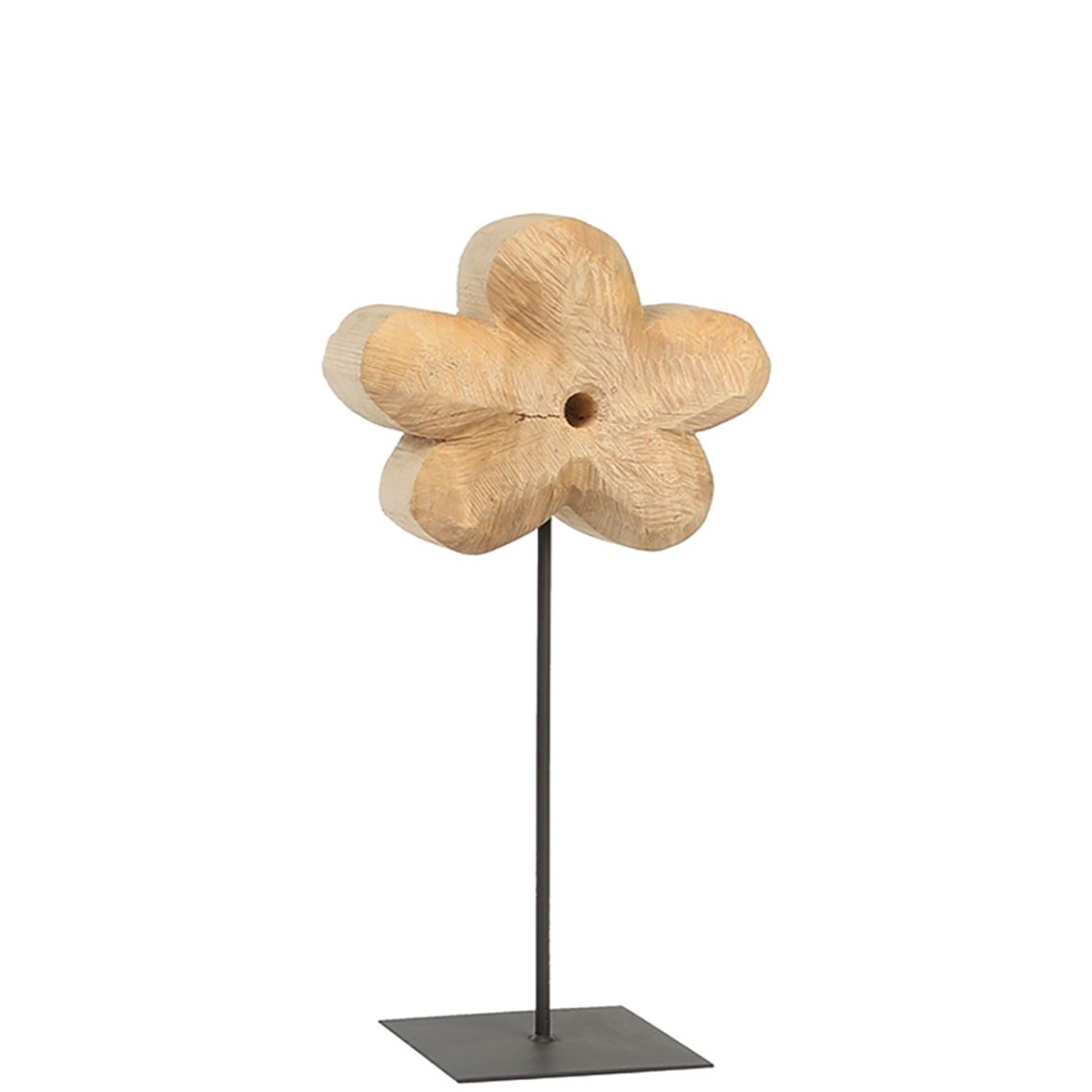Deko Blume Naturholz sägerau, Holzblume auf Ständer, 50cm, WMG Grünberger