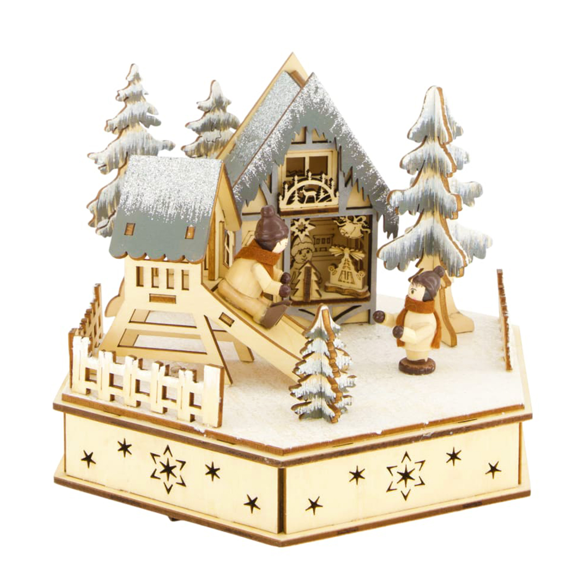 LED Winterlandschaft Spielplatz aus Holz, beleuchtet, 20x15cm, DIJK Natural Collections