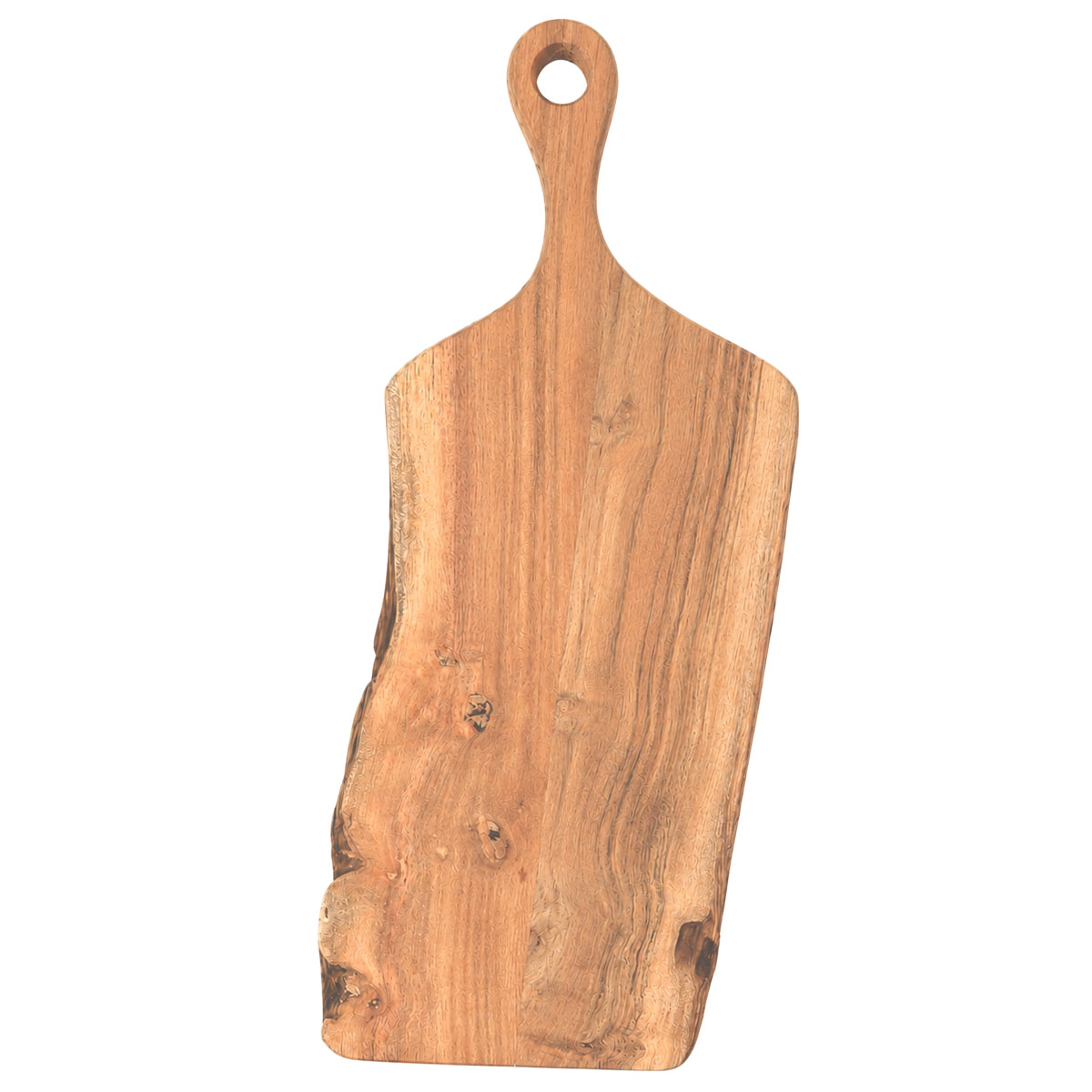 Holzbrett Akazie Natur, großes Tranchierbrett mit Griff und Juteschnur, 53x21cm