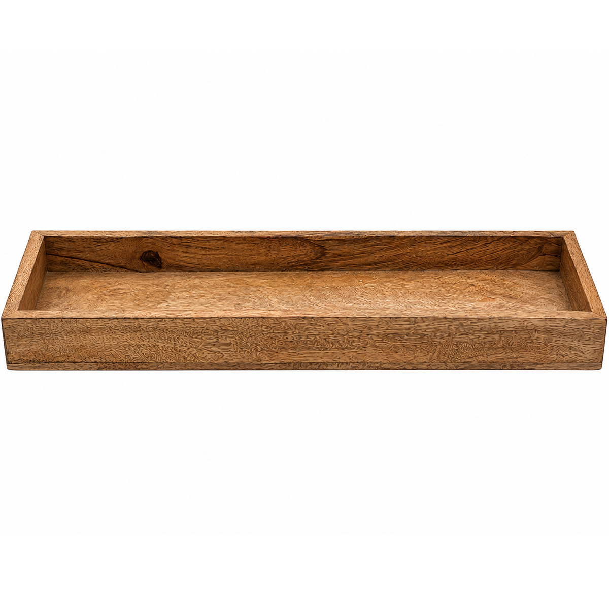 Holztablett mit Rand, langes schmales Tablett aus Mangoholz, 49cm