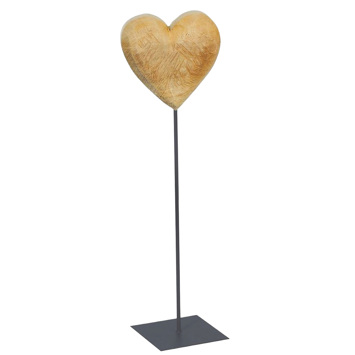 Deko Herz Naturholz sägerau, Holzherz auf Ständer, 50cm, WMG Grünberger