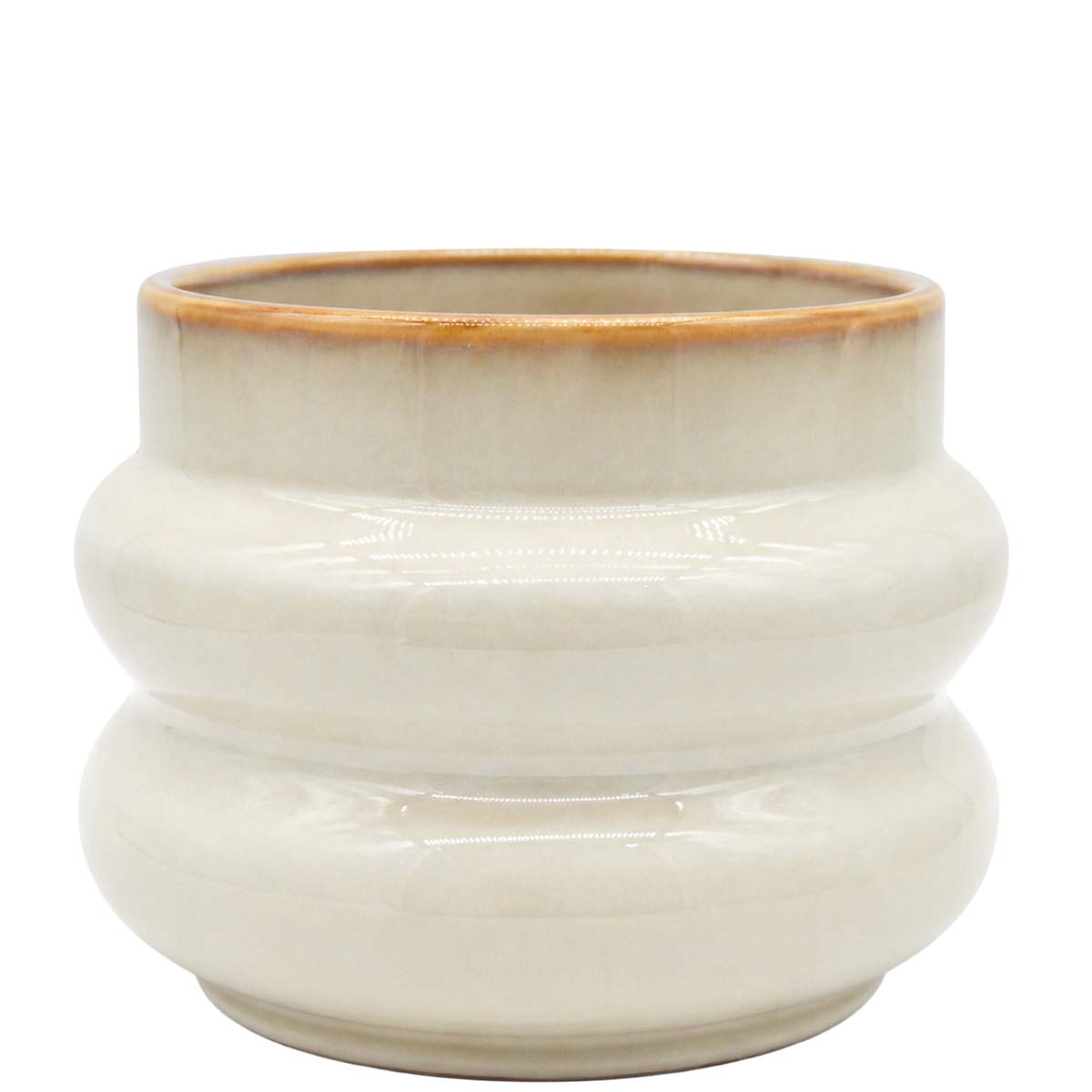 Deko Übertopf aus glasierter Keramik, Pflanztopf mit voluminöser, runder Formgebung, 12cm