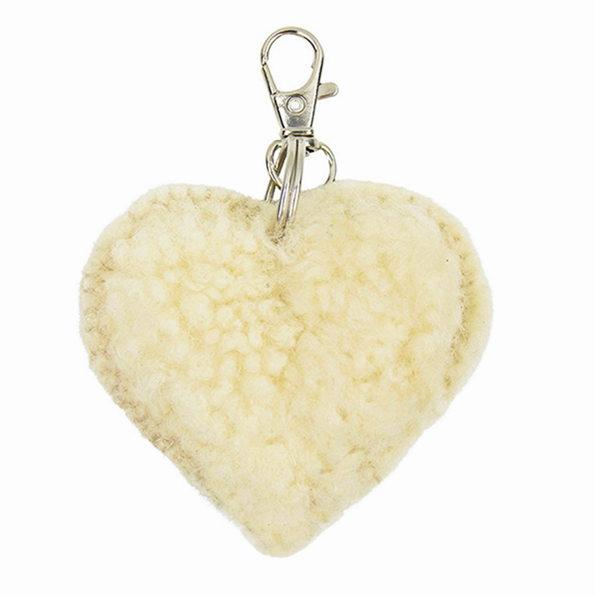 Schaffell Schlüsselanhänger Herz, Plüschherz creme, 10x10cm, Mars & More