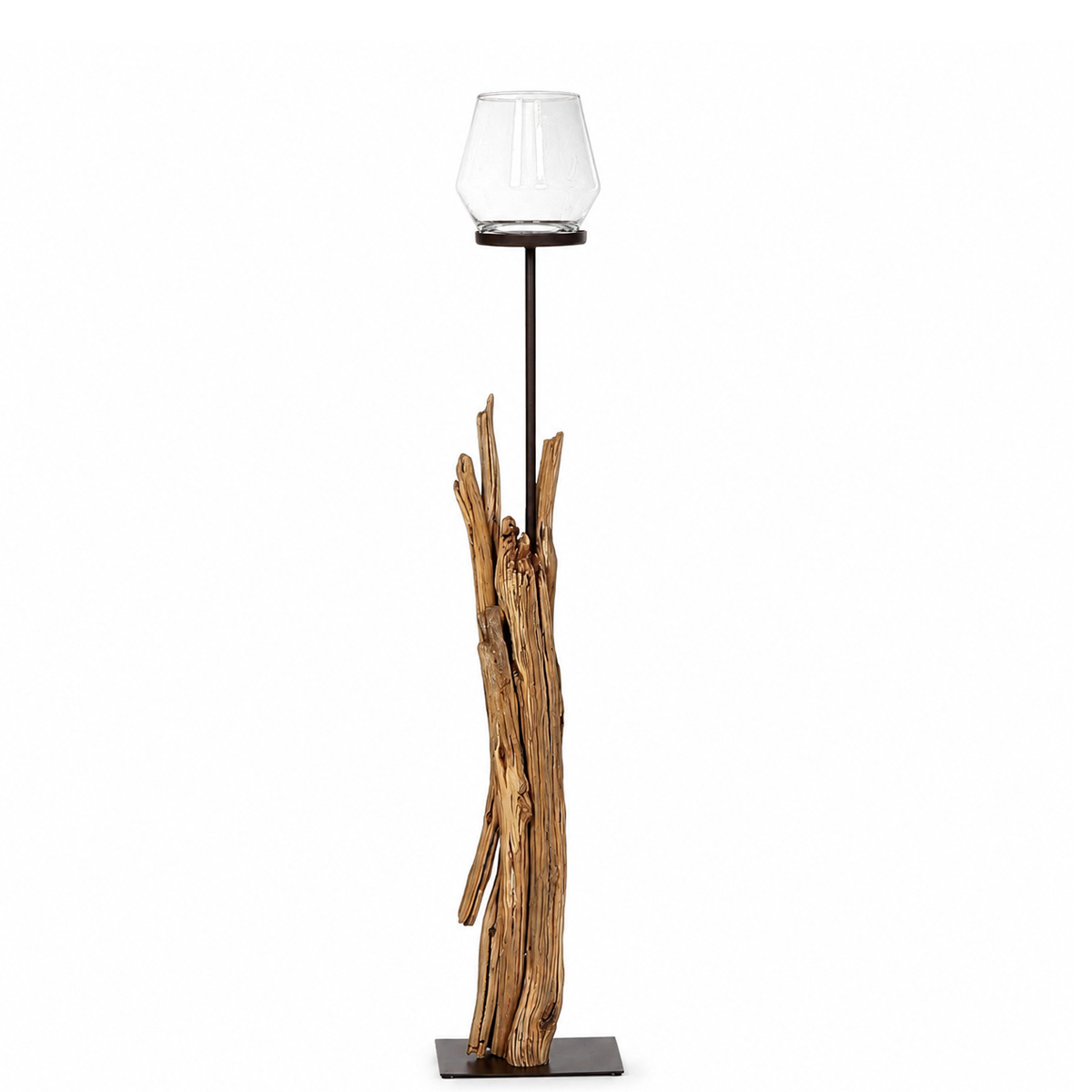 Holz Windlicht Raisa Naturholz, rustikales Eisenwindlicht mit Schwemmholz-Äste, 105cm, WMG Grünberger