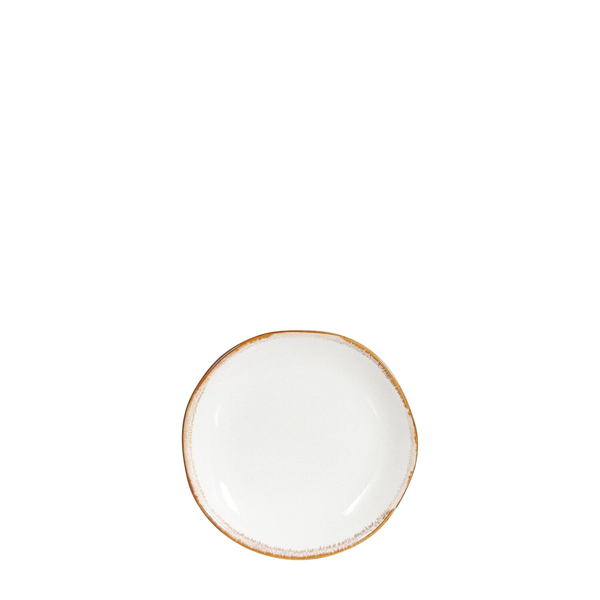 Keramik Unterteller, Tabo, handgefertigt, weiß, Rand braun, Ø14cm, Mica Decorations