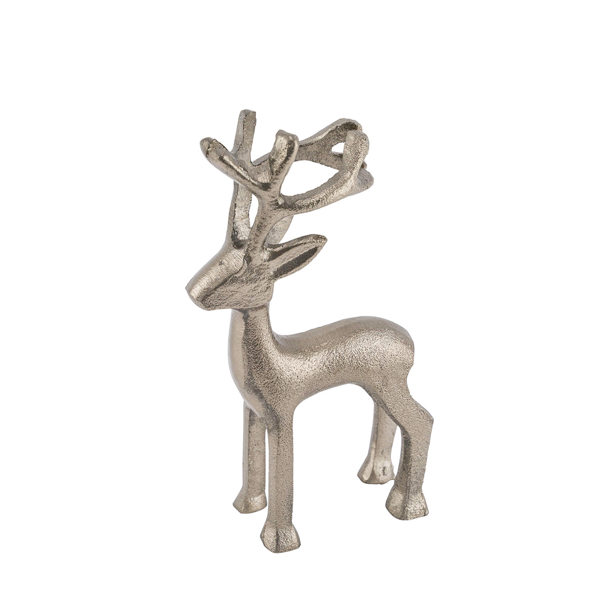 Deko Hirsch, Metallhirsch silbergrau, 7x15cm, Metall
