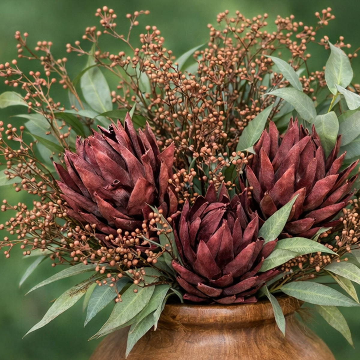 Kunstpflanze Ingwerblüten braun, Ingwerblütenzweig wie echt, 77cm