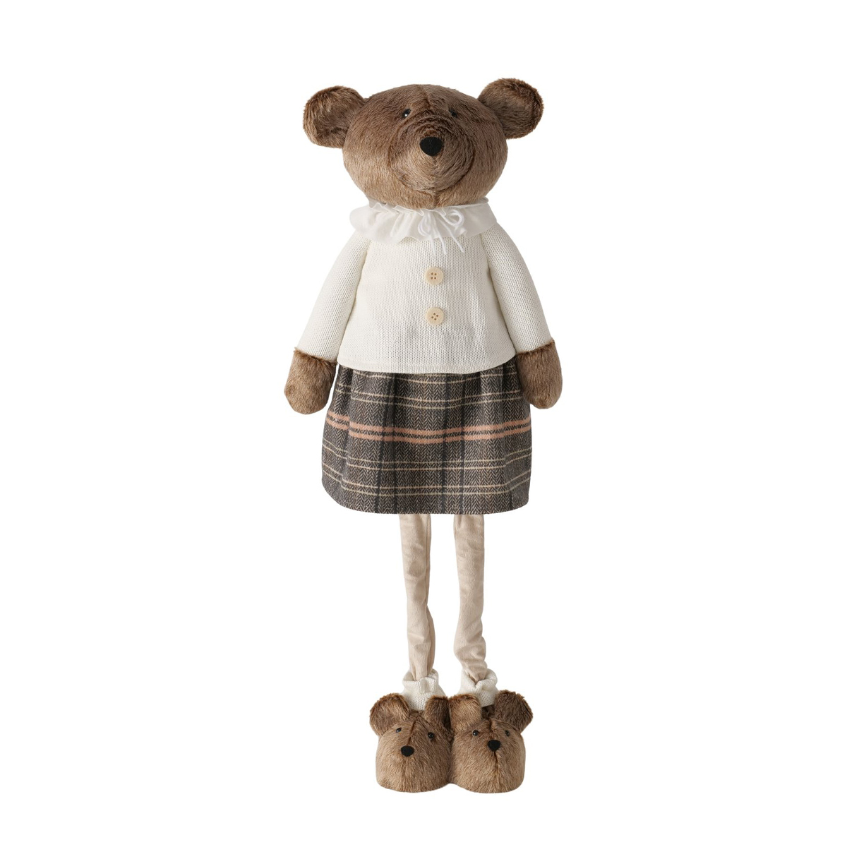Deko Teddy mit Rock und Hundeschuhe, Teddymädchen mit Teleskopbeine, 74cm bis 120cm, Boltze Home Col
