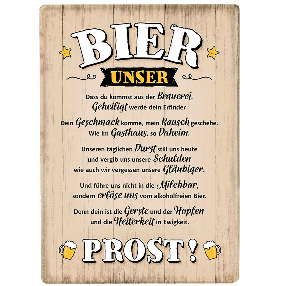 Deko Wandschild Bier unser..., lustiges Metallschild, 40x30cm