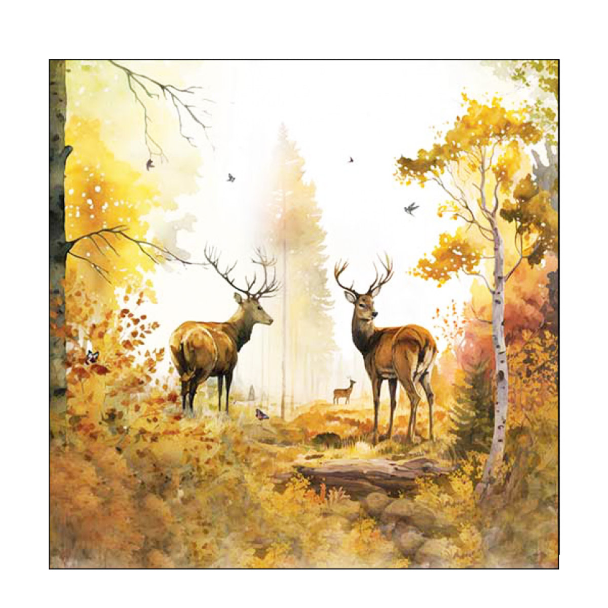 Ambiente Papierservietten Hirsche auf Waldlichtung, 33x33cm