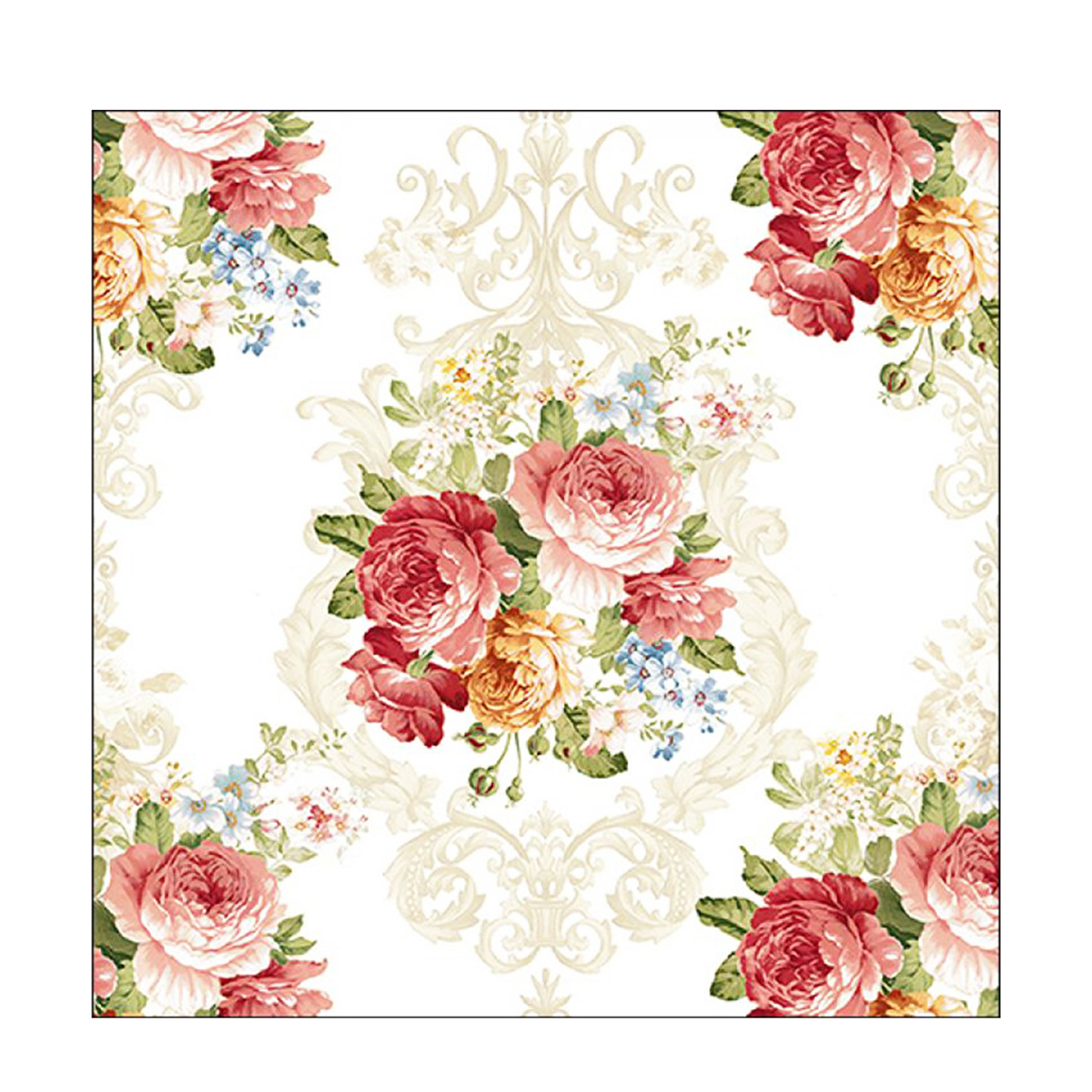 13315900_01JRSZ96KTTXDB23WXEHK6W960Jk8IsGG4NzfJG Ambiente Papierservietten Rosenmuster Nostalgie, Sara Cream, 33x33cm