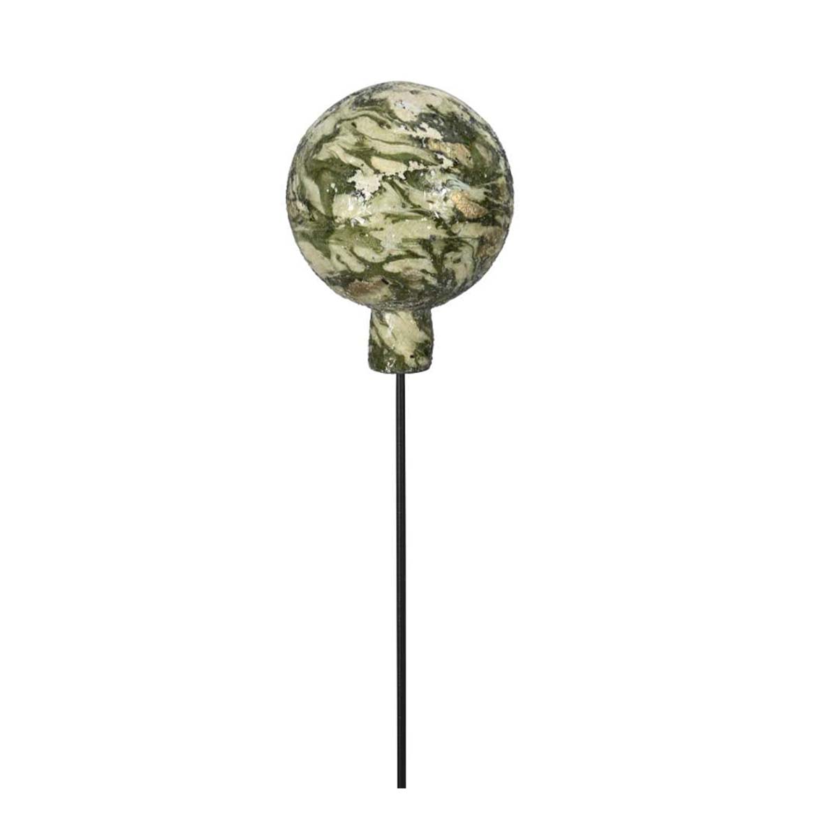 Gartenstecker Rosenkugel, Keramikkugel grün-marmoriert, 114cm