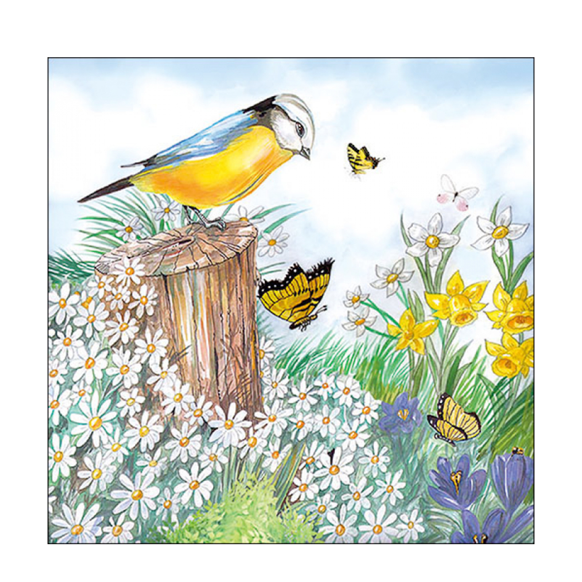 Ambiente Papierservietten, Vogel auf Baumstamm, 33x33cm