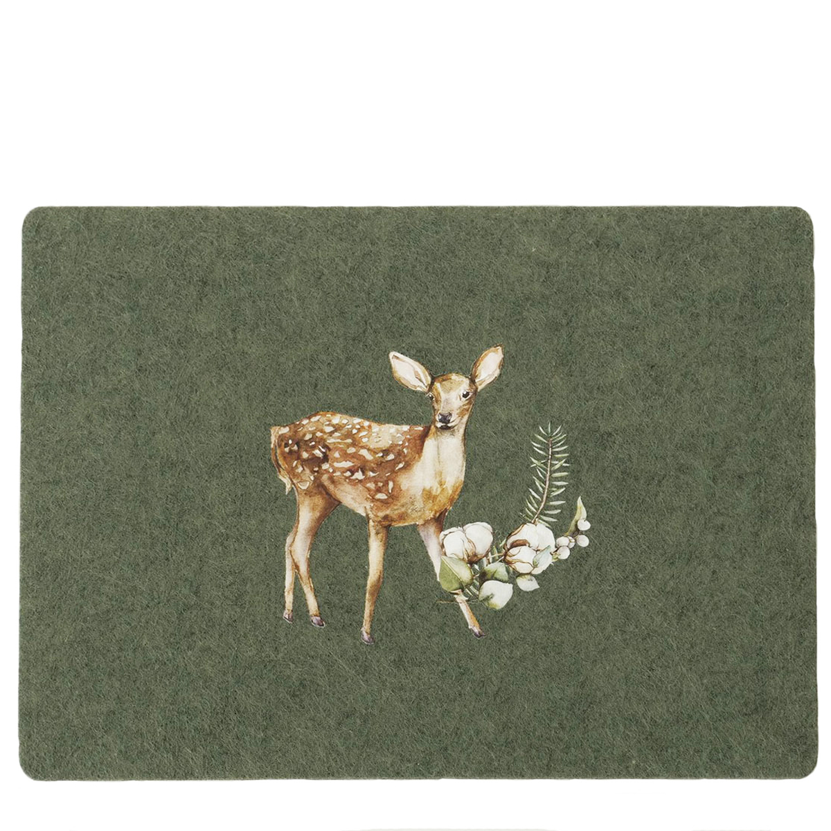 Filz Tischset Hirsch Luca, Bambi mit Blumen, 45x35cm, Boltze Home Collections