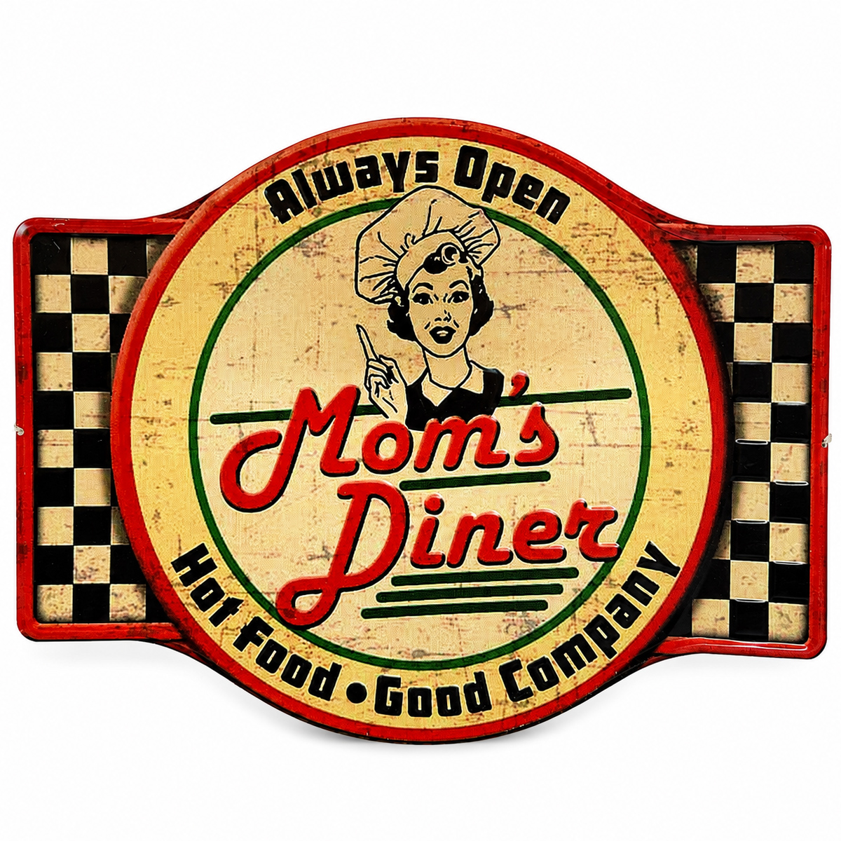 Deko Metallschild im Used Look: Mom's Diner - Always Open