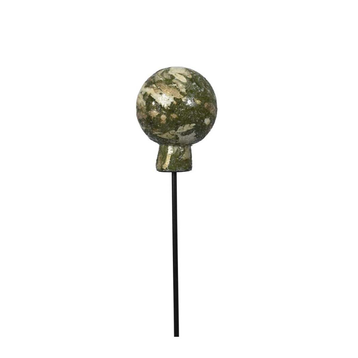 Gartenstecker Rosenkugel, Keramikkugel grün-marmoriert, 72cm