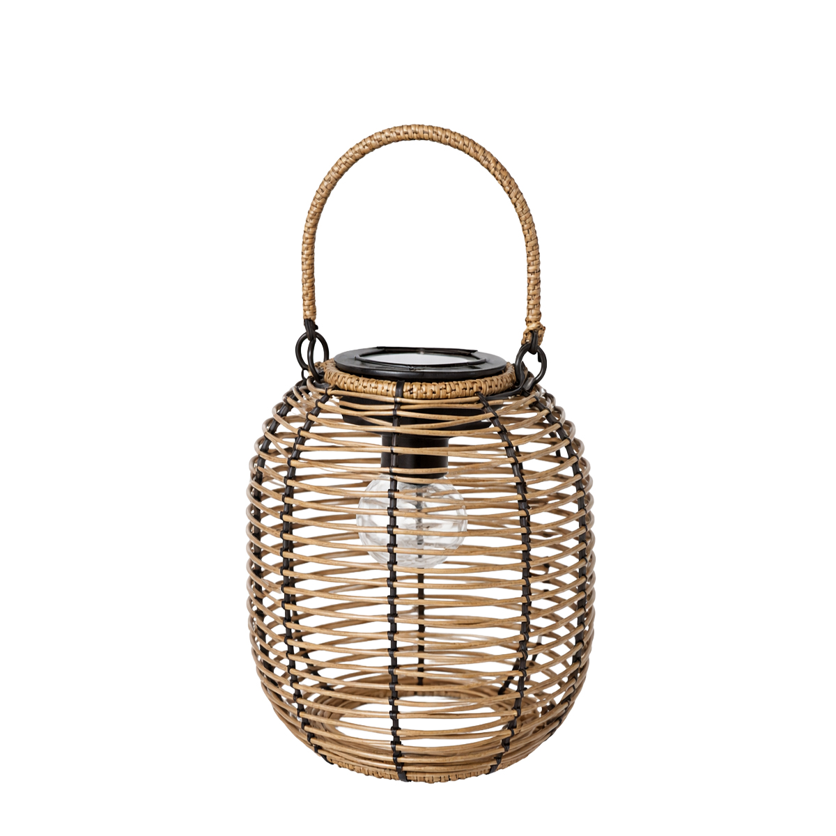 Solar Laterne Korbgeflecht rund, 20cm