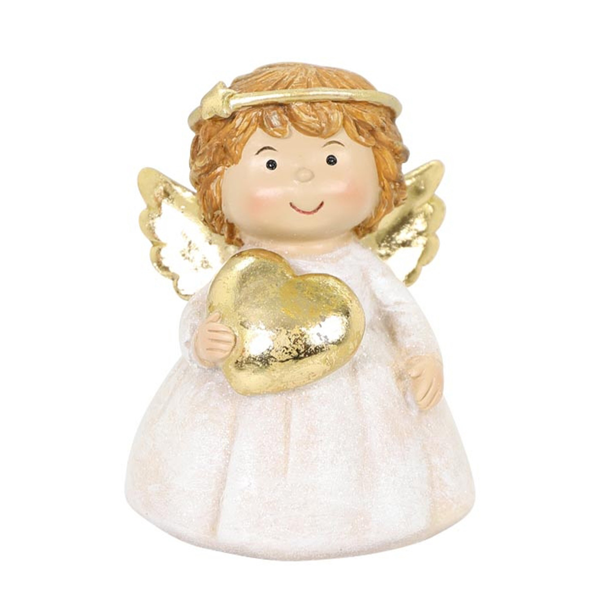 Deko Engel Lilian, putziger Weihnachtsengel mit goldenem Herz, 10cm