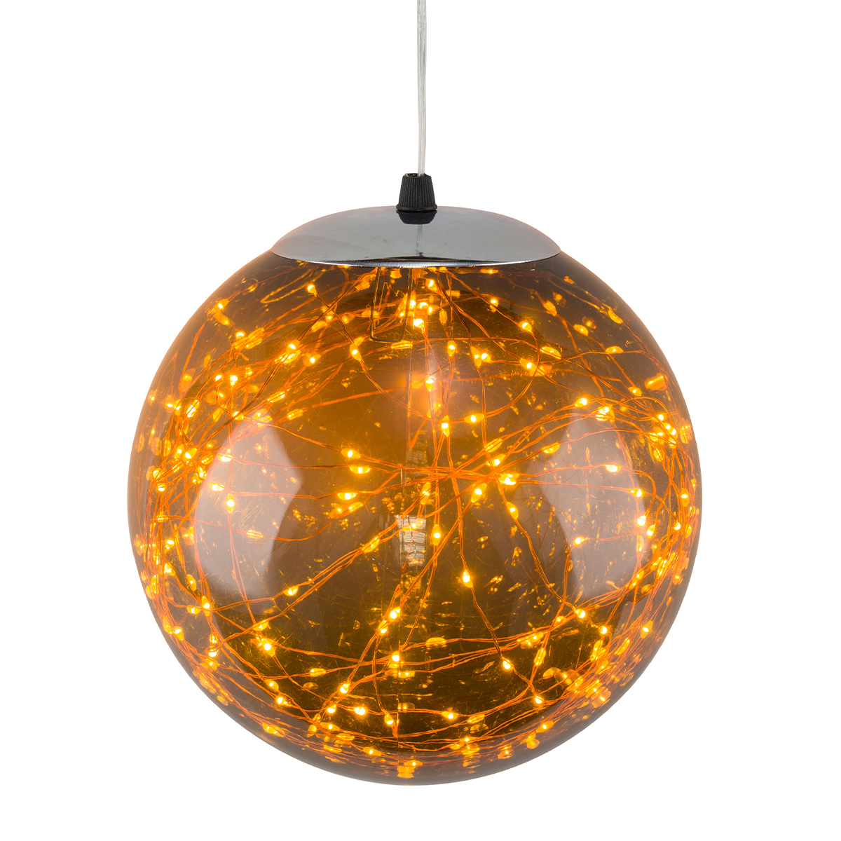 LED Weihnachtskugel Outdoor, braune Acrylkugel zum Hängen, Batteriebetrieb, 80LED's