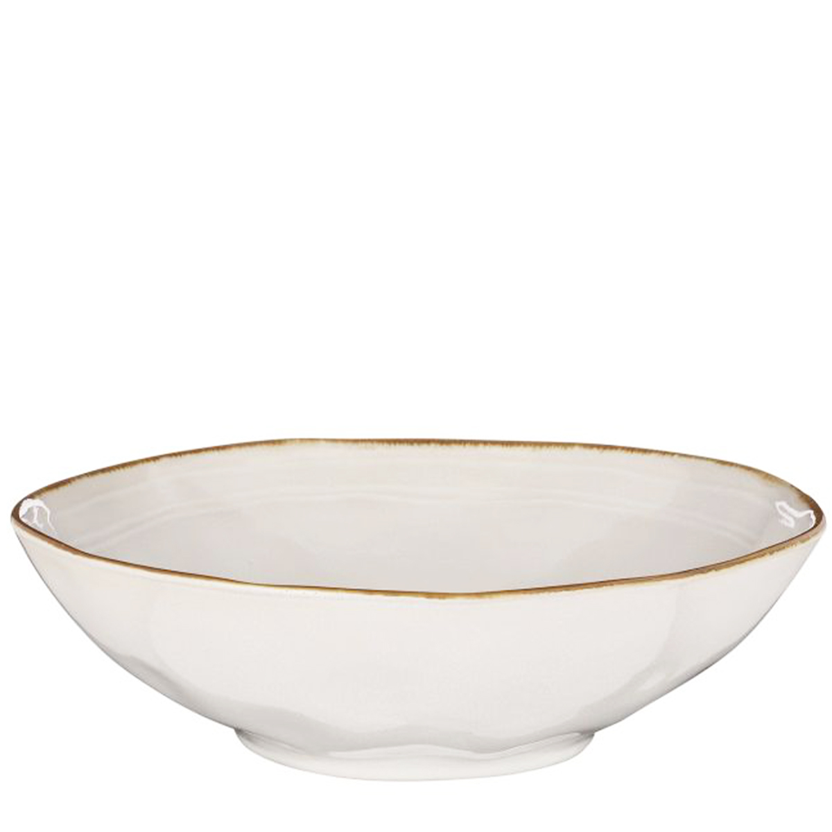 1099977KcGSFtfPMrF0q Keramik Schüssel, Tabo, handgefertigt, weiß, Rand braun, 9x30cm, Mica Decorations
