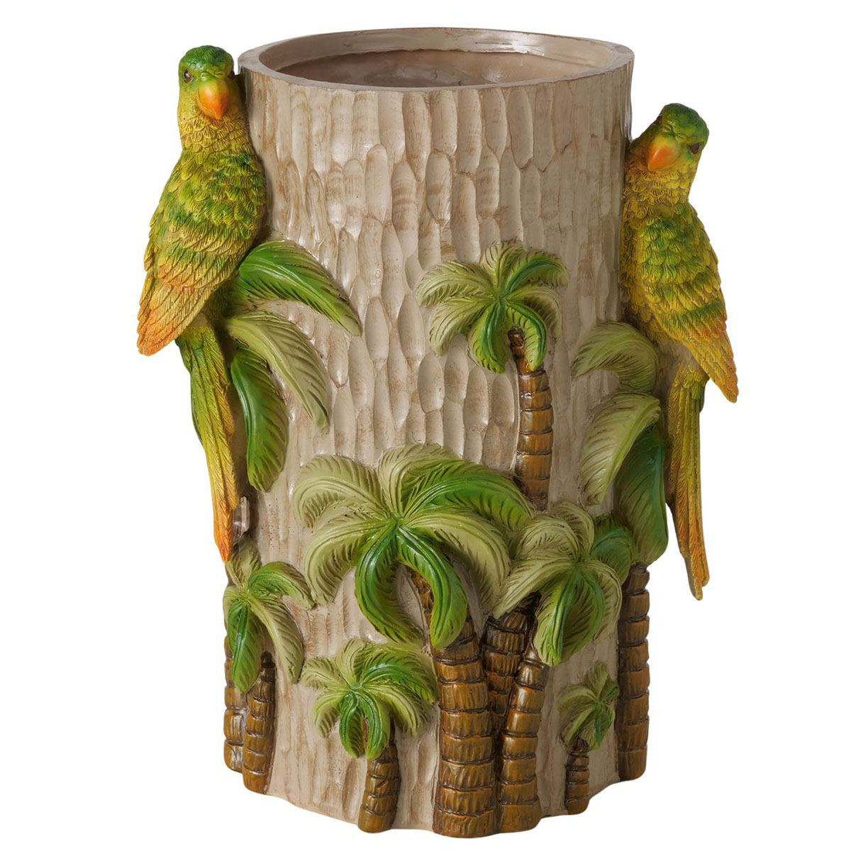 Blumenvase Papagalo, exotischer Blumentopf mit Palmen und Papagei, Boltze Home Collections