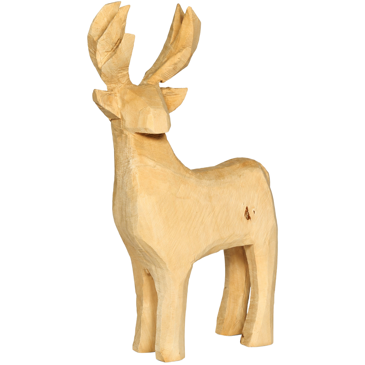 Deko Hisch Naturholz, rustikaler Holzhirsch Natur und sägerau, 110cm, WMG Grünberger