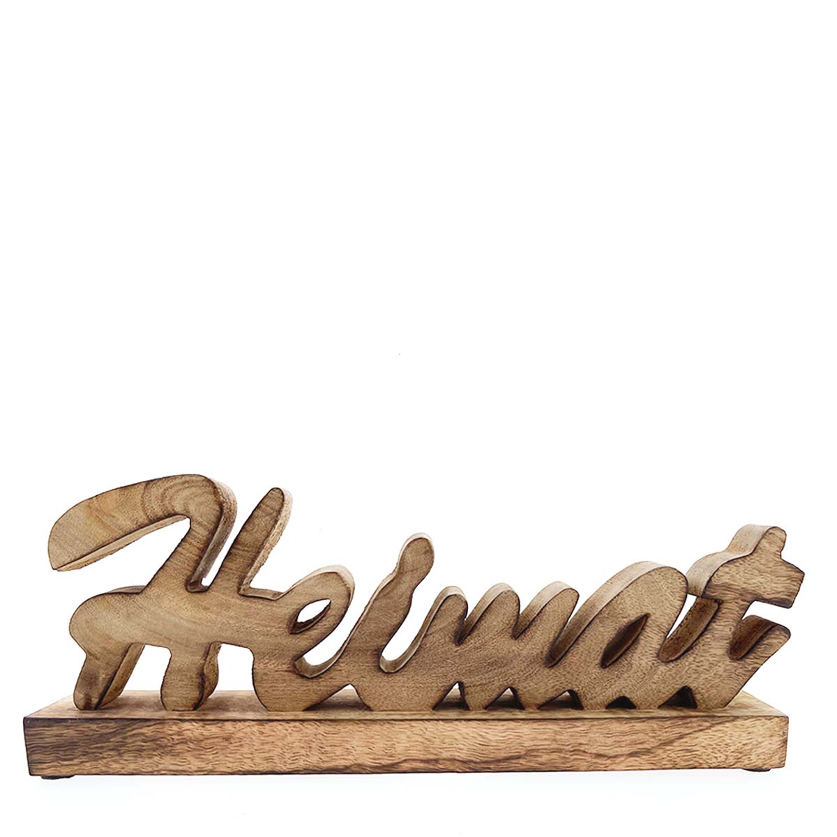 Deko Holzaufsteller mit Schriftzug Heimat, Heimat auf Holzsockel, 35x12cm, Mangoholz