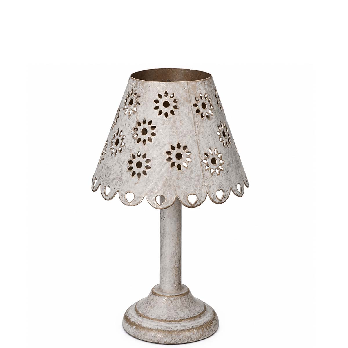 Stimmungsvoller Kerzenhalter in Lampenform - Metall im Shabby Chic Look