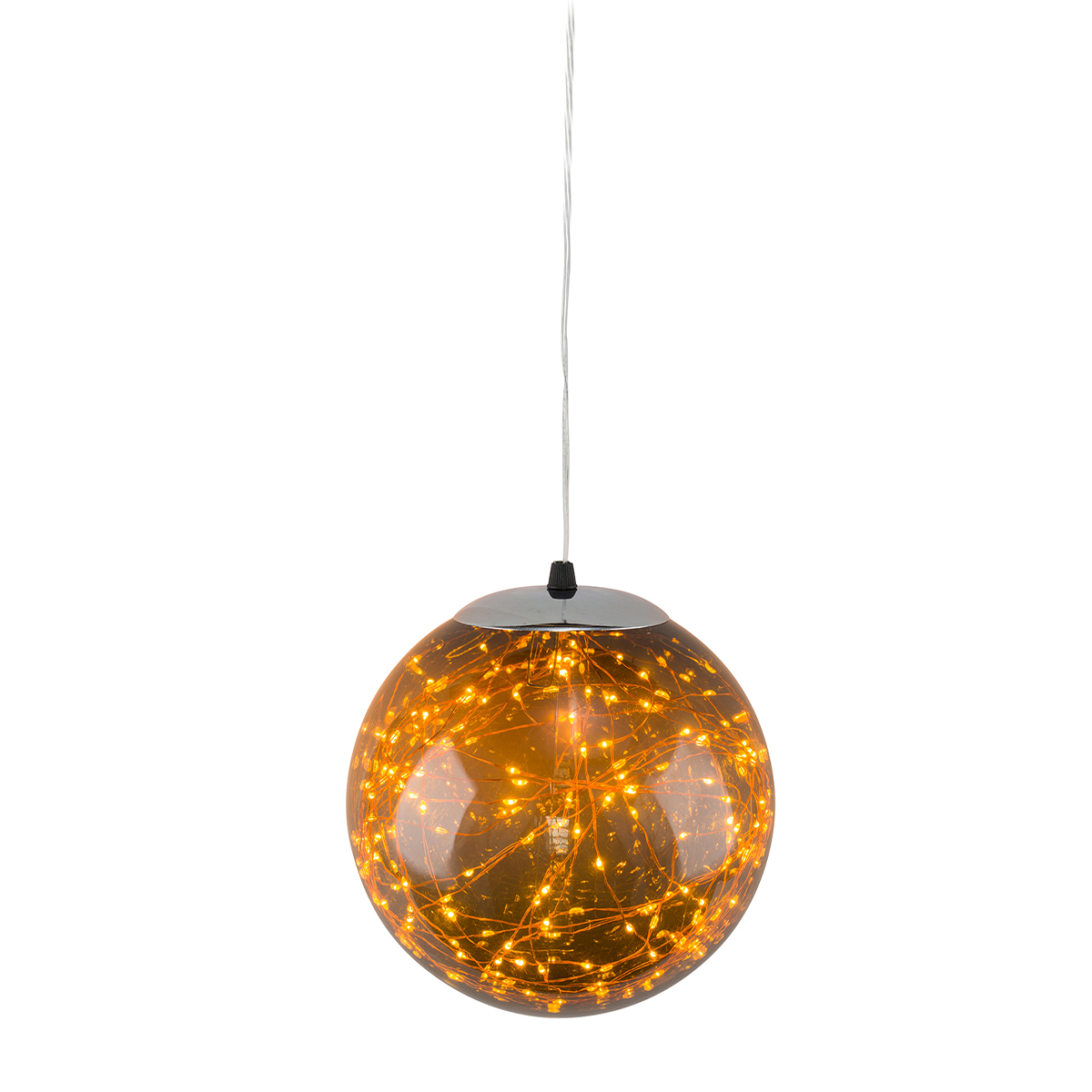 LED Weihnachtskugel Outdoor, braune Acrylkugel zum Hängen, Batteriebetrieb, 40LED's