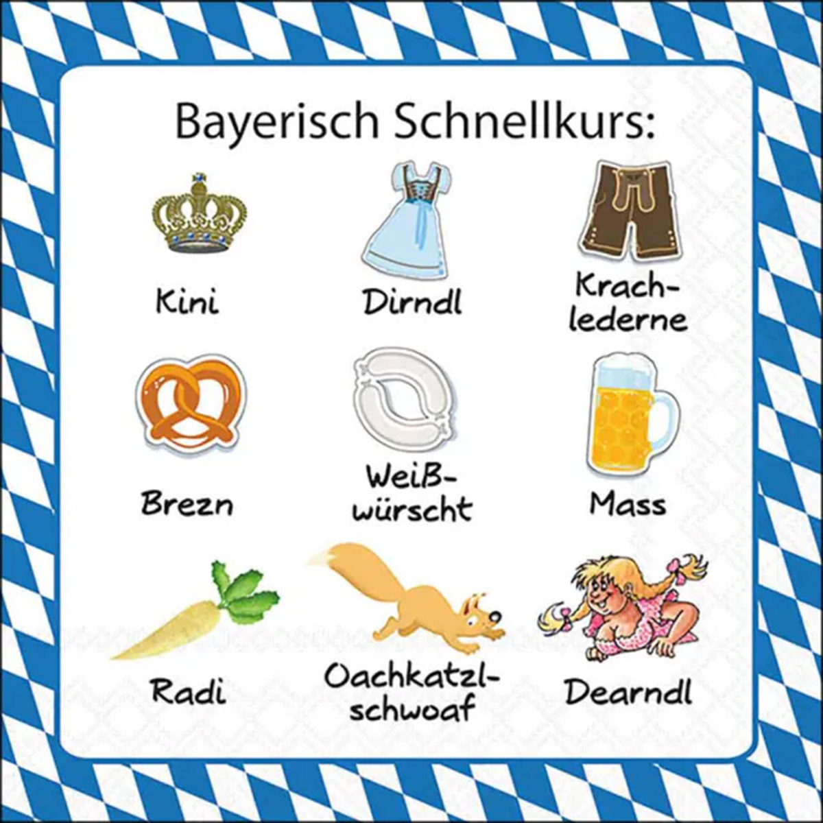 Ambiente Servietten Heimat, Bayerisch Schnellkurs, 33x33cm