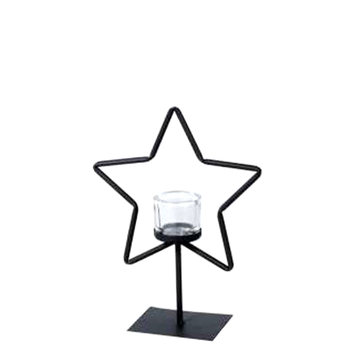 Eisen Windlicht Stern, Weihnachtsstern auf Metallständer, 30cm, WMG Grünberger