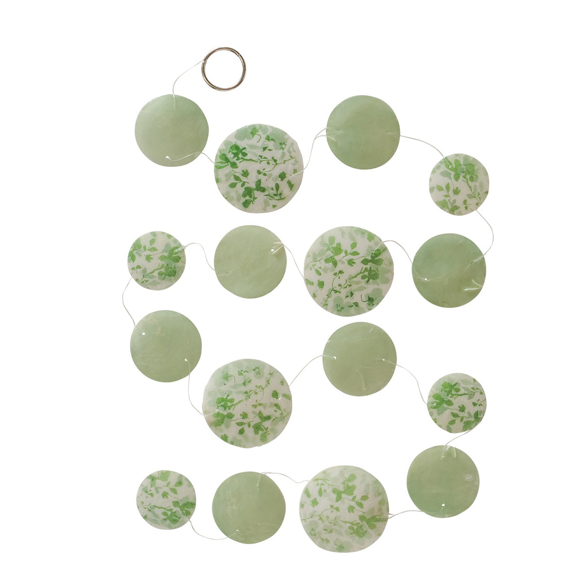 Capiz-Girlande Kate, Capizmuscheln grün mit floralem Muster, 180cm, Boltze Home Collections