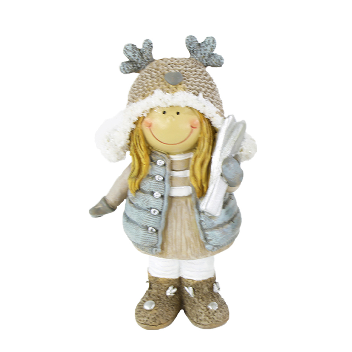 16225-1_01JDA10MFST8Z1Q1NZDQ5KV7X0BMZDgagqaEWa3 Deko Winterkind Mädchen mit Ski, Skifahrerin mit Mütze, 14cm
