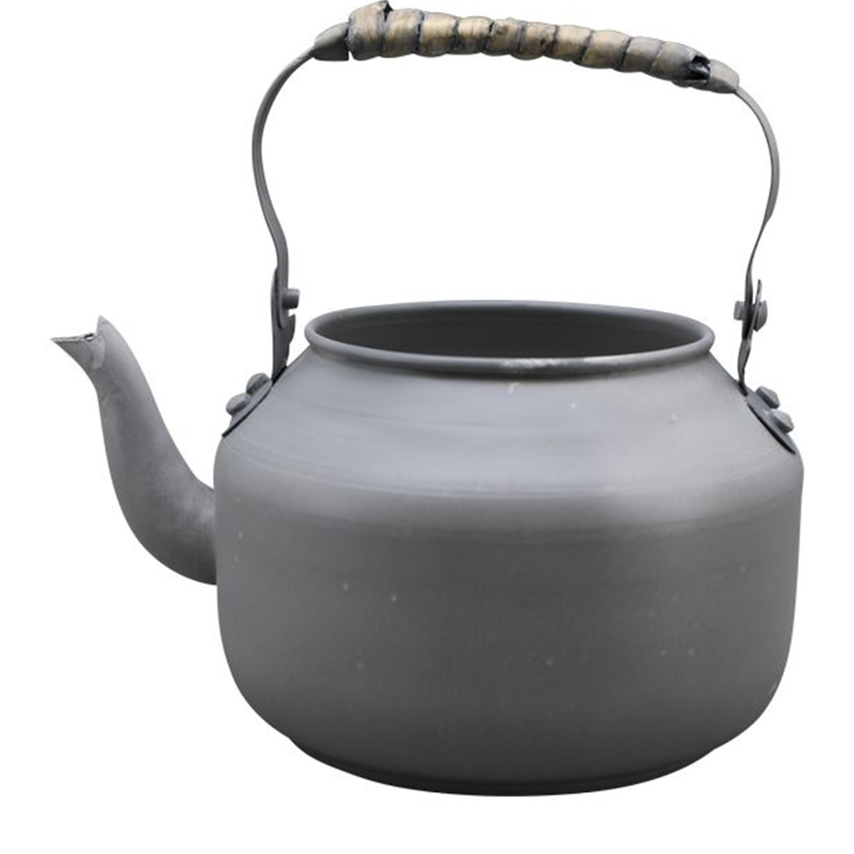 Deko Teekessel aus Zink, lustiges Zinkgefäß grau used-look