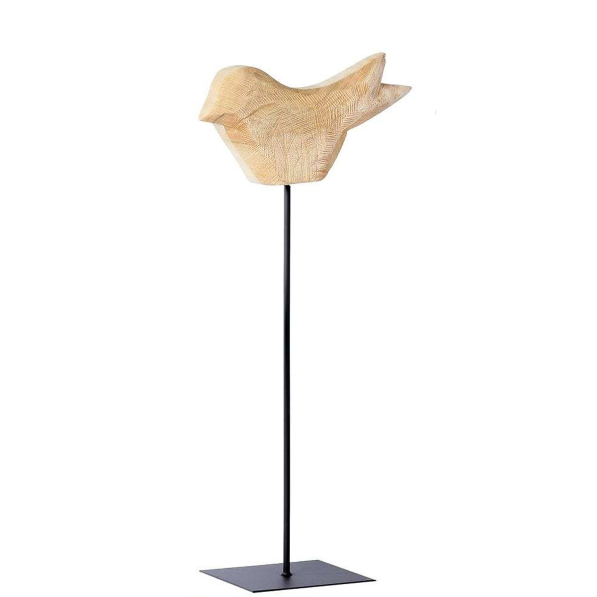 Deko Vogel Naturholz sägerau, Holz-Vogel natur auf Ständer, 75cm, WMG Grünberger