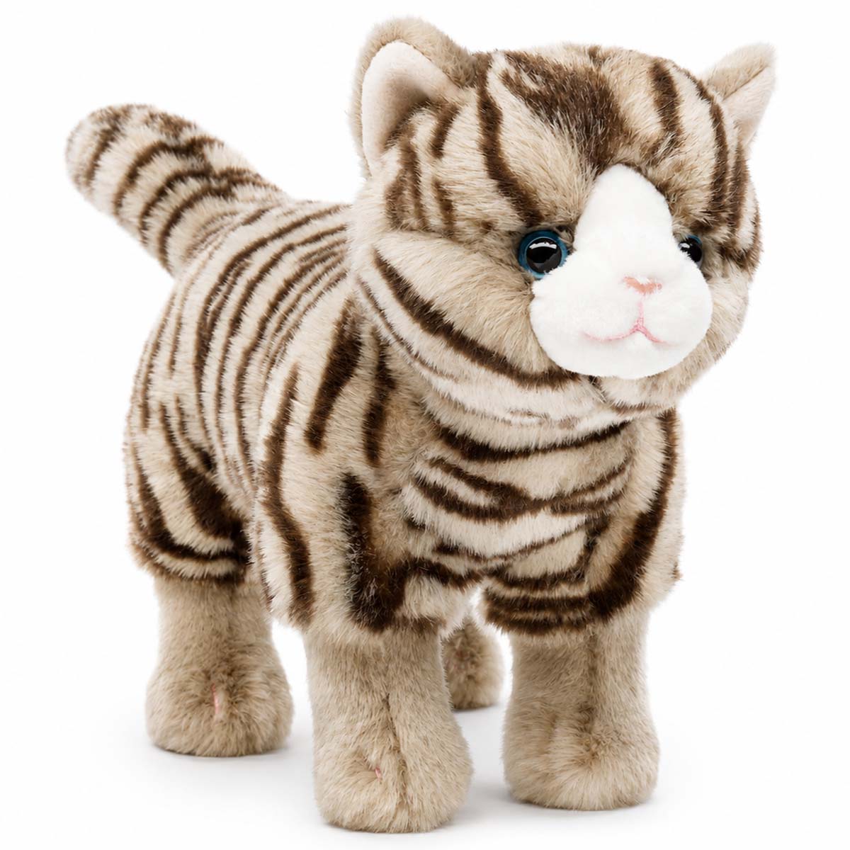 Plüschtier Katze, Kätzchen getigert, grau-beige, 27cm, Uni Toys