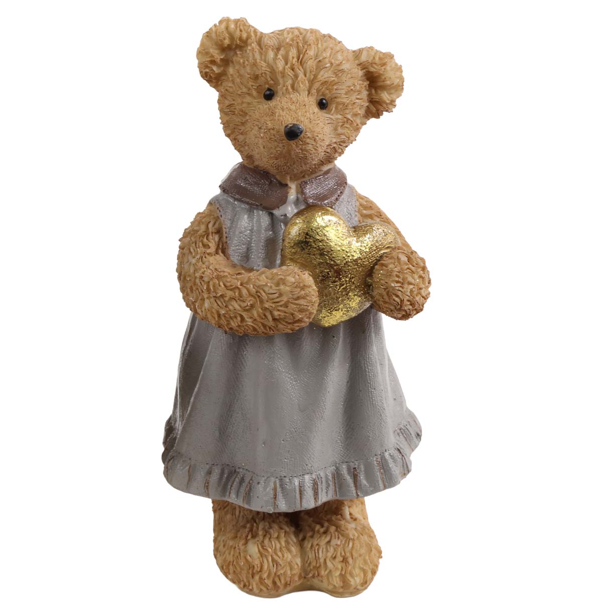 Deko Weihnachtsbär, putziges, schickes Bärchen mit Herz und Kleid, 16cm