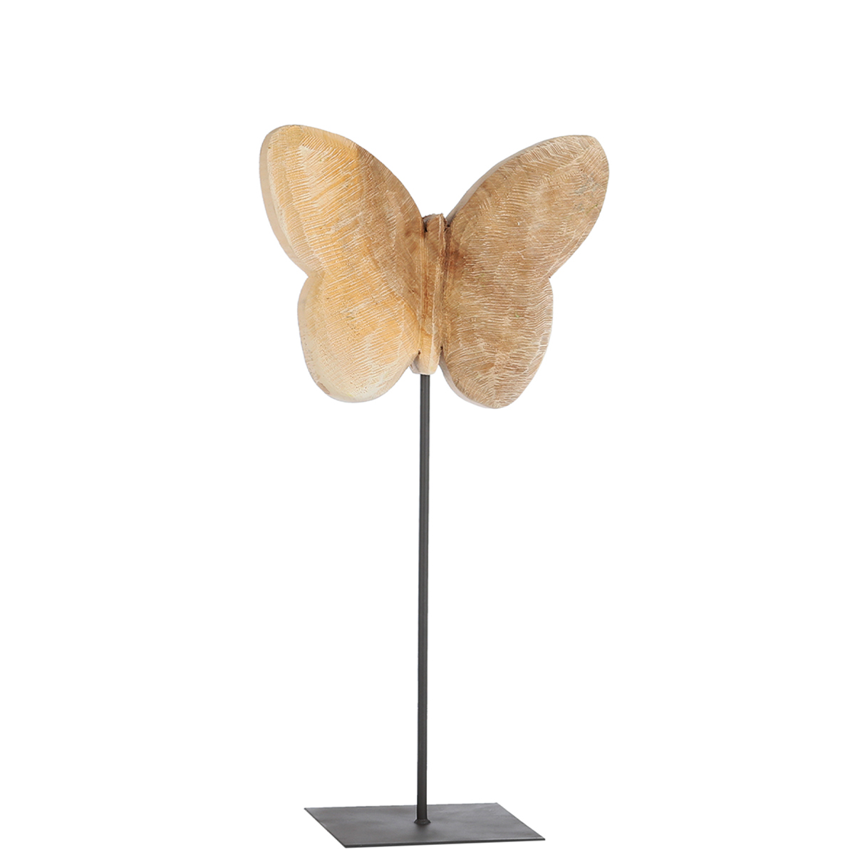 Deko Schmetterling Naturholz sägerau, Holz-Schmetterling auf Ständer, 85cm, WMG Grünberger