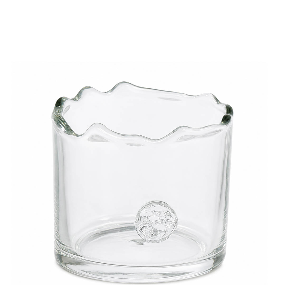 Windlicht Glas Organic mit unregelmäßigem Rand und Button, 6cm, WMG Grünberger