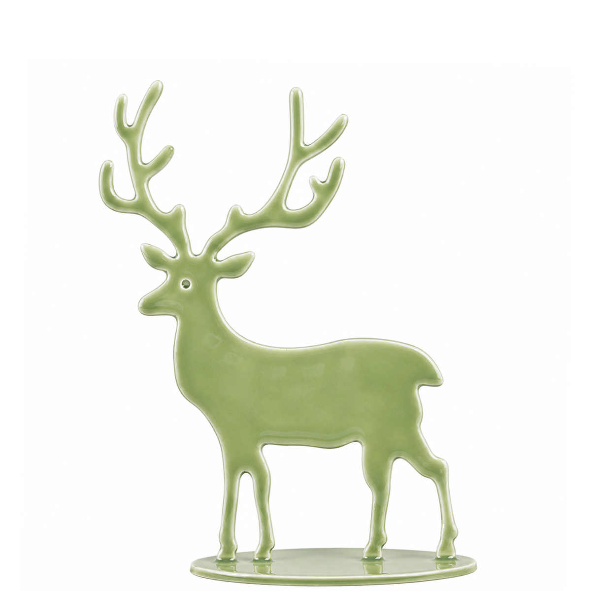 Deko Hirsch Clement, glänzender Metallhirsch moosgrün, 20cm, WMG Grünberger
