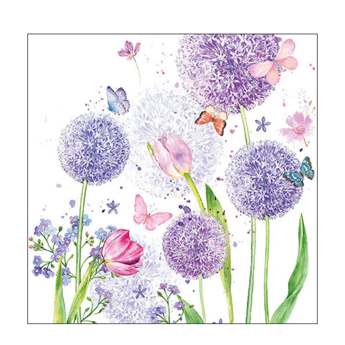 Ambiente Servietten Blumen und Schmetterlinge, 33x33cm