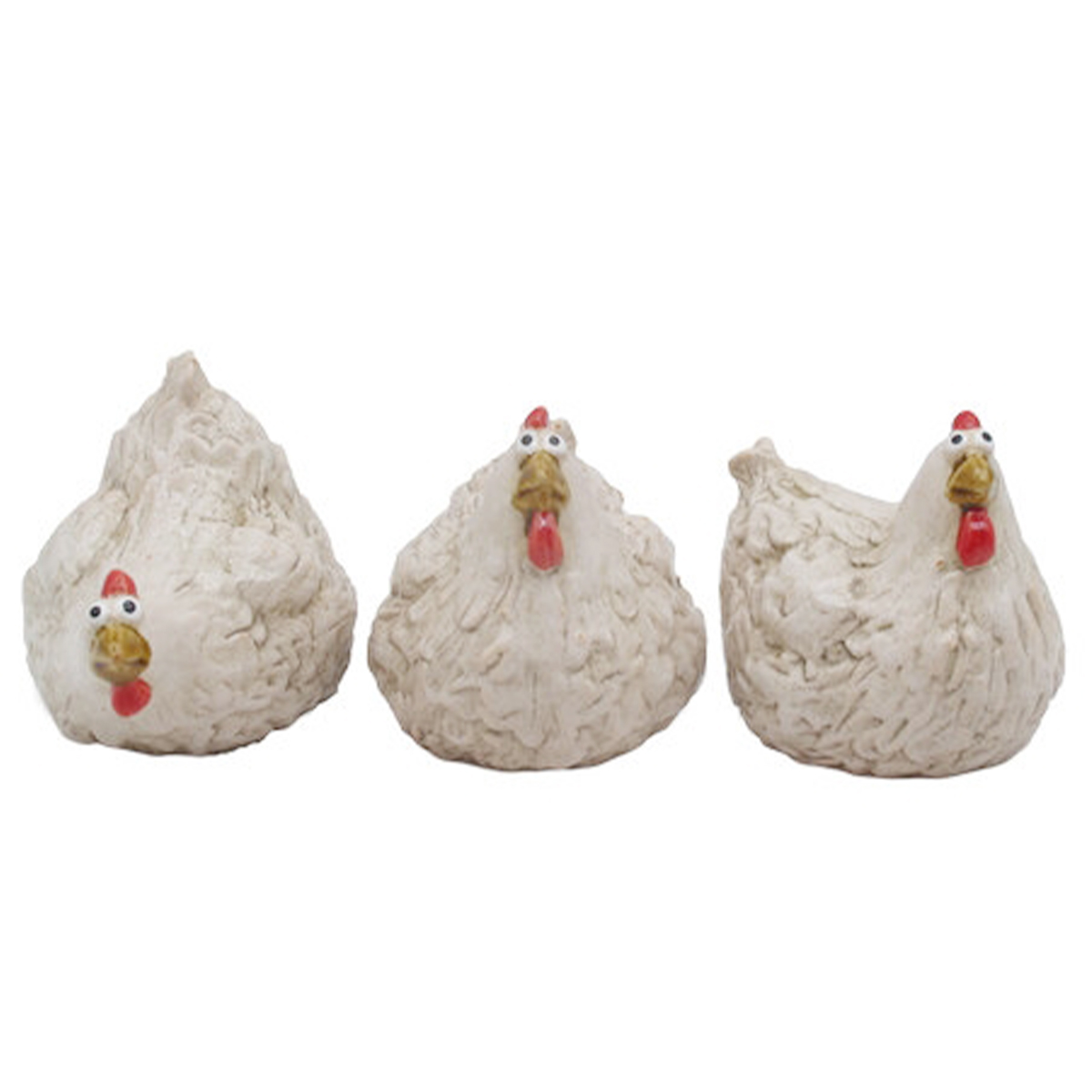 Deko Huhn, kleines dickes Keramikhuhn cremeweiß, 9x9cm 