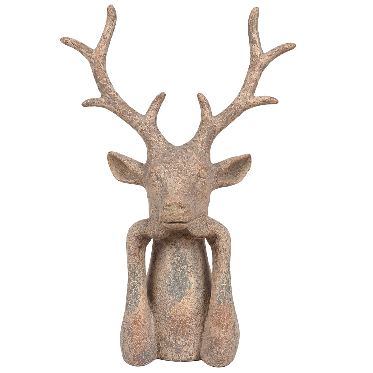 Deko Hirschkopf aus Polyresin, graubraun - Antiklook, 52cm