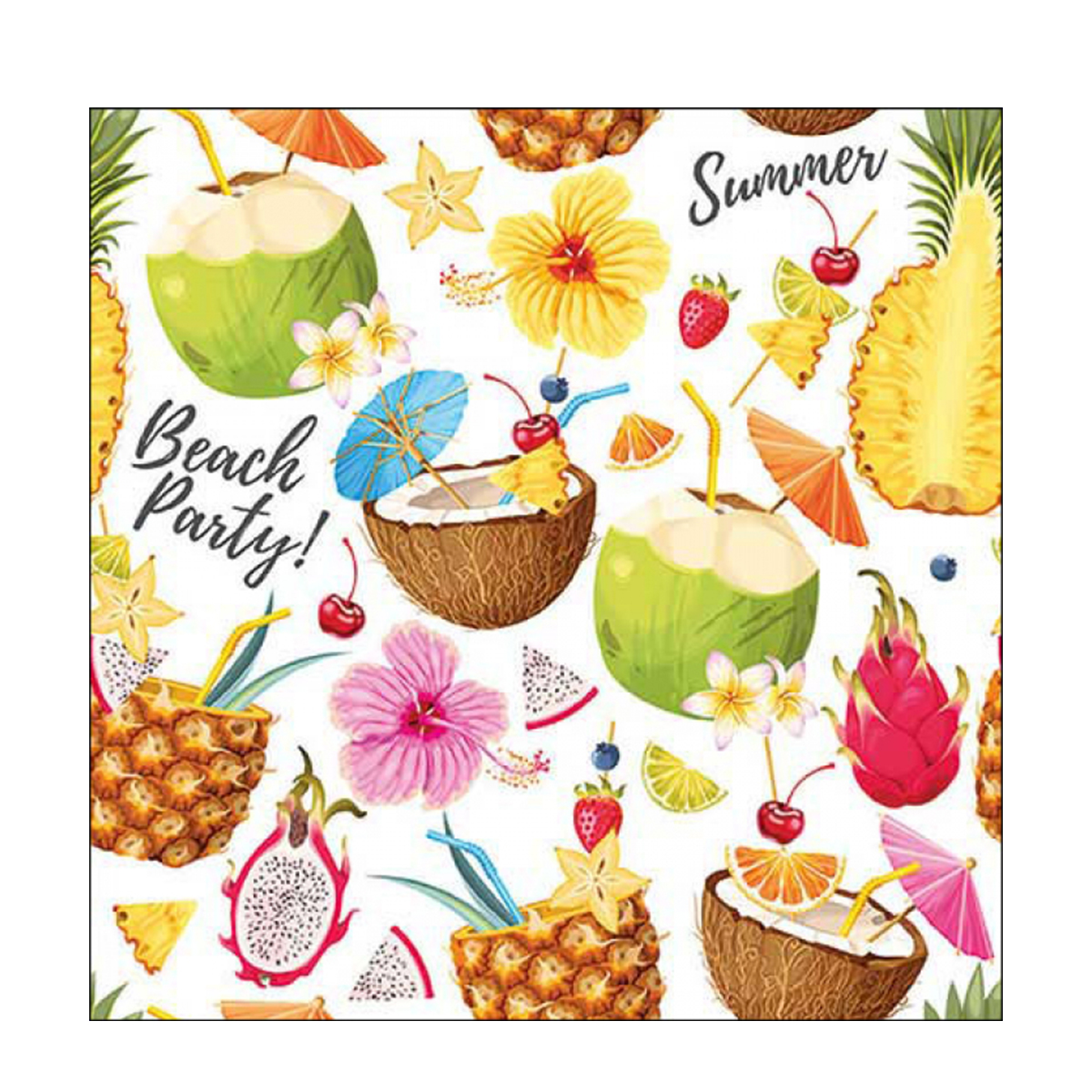 Ambiente Papierservietten Beach Party weiß, 33x33cm