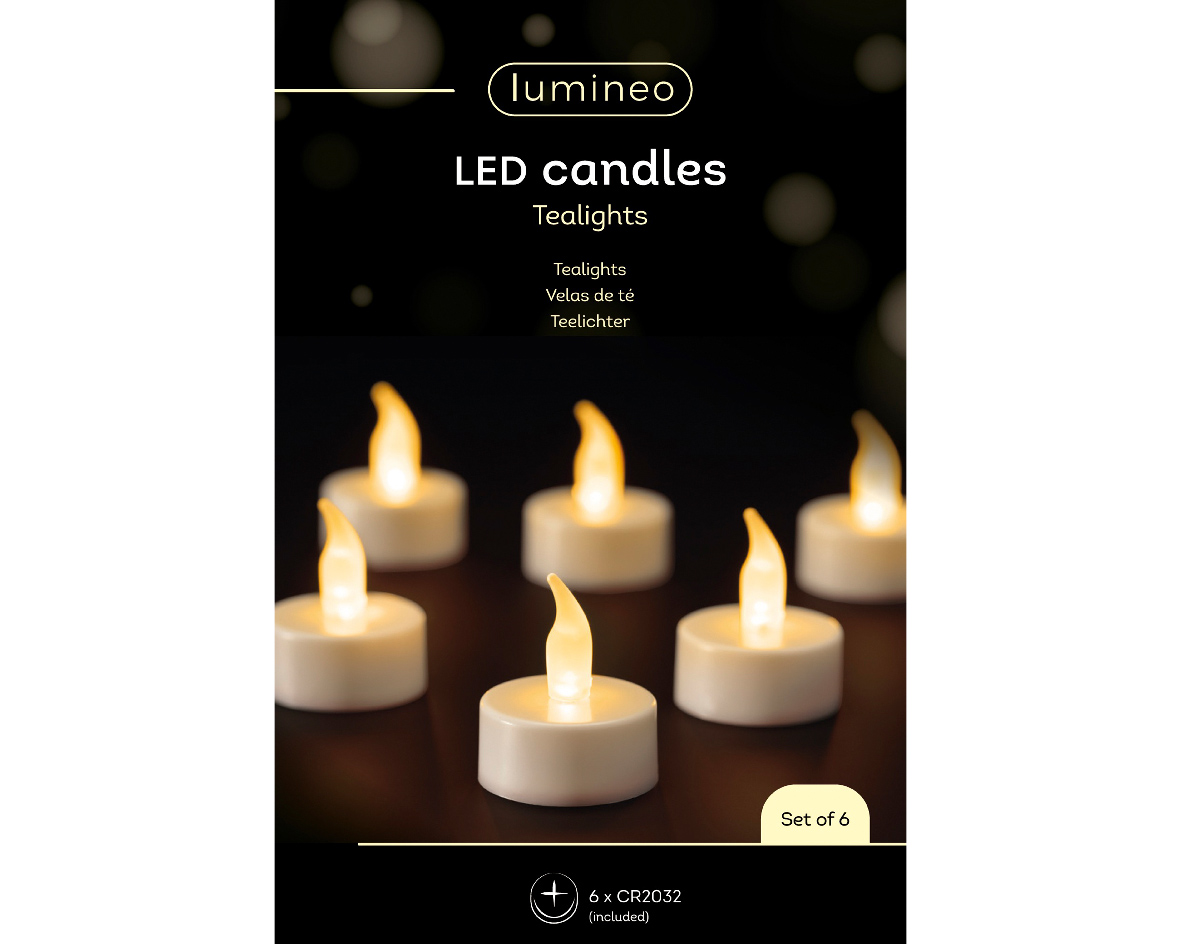 LED Teelicht Flacker-Effekt, weiß, Ø3,8cm, Set/6, Lumineo 