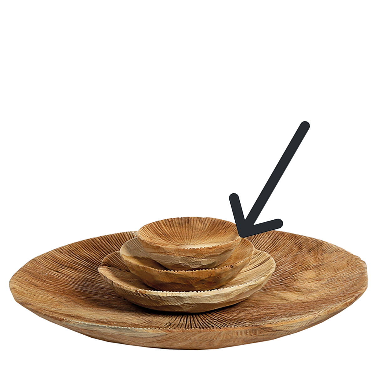 Holzschale Benoa Teak unfinish, rustikale Naturholzschale mit Maßerung, Ø12cm, WMG Grünberger