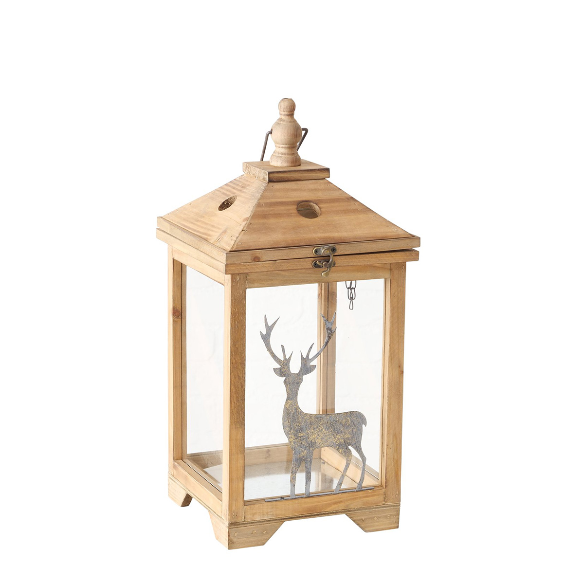 Laterne Trient, Holzlaterne mit Hirsch, 48cm, Boltze Home Collections