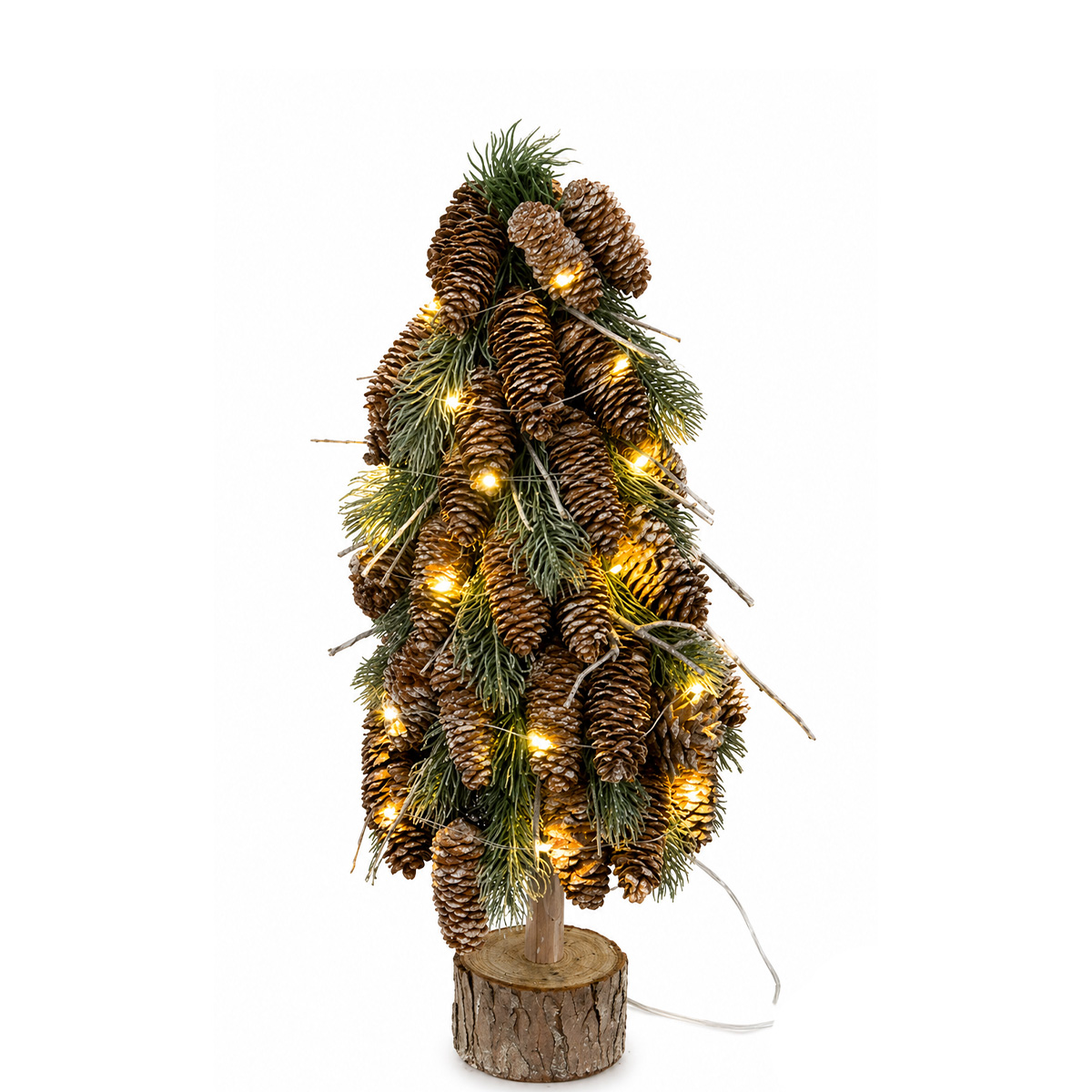 LED Tannenbaum mit Zapfen, großer beschneiter Baum, 50cm
