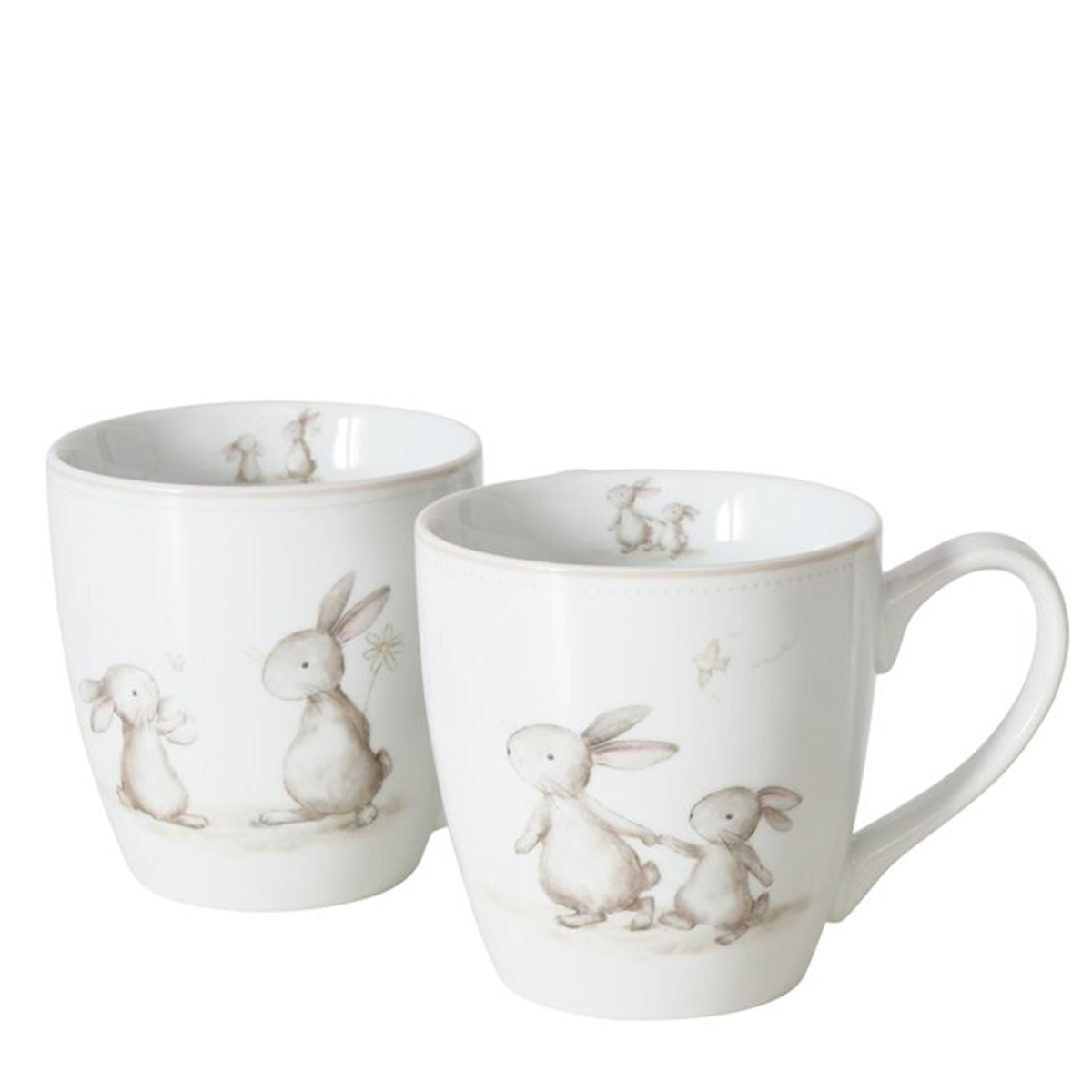 Jumbobecher Hase Knuffi, Keramikbecher mit Hasenmotiv, Henkelbecher, Boltze Home Collection