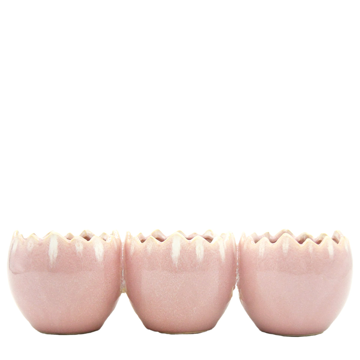 Deko Pflanzei rosa, 3er Keramikei oben offen, 24cm